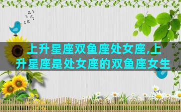 上升星座双鱼座处女座,上升星座是处女座的双鱼座女生