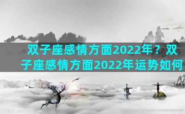 双子座感情方面2022年？双子座感情方面2022年运势如何