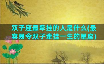 双子座最牵挂的人是什么(最容易令双子牵挂一生的星座)