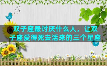 双子座最讨厌什么人，让双子座爱得死去活来的三个星座