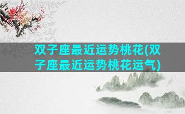 双子座最近运势桃花(双子座最近运势桃花运气)