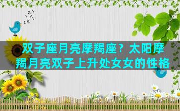 双子座月亮摩羯座？太阳摩羯月亮双子上升处女女的性格