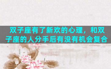 双子座有了新欢的心理，和双子座的人分手后有没有机会复合