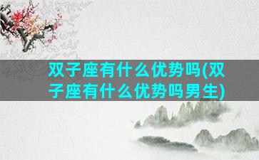双子座有什么优势吗(双子座有什么优势吗男生)