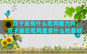 双子座有什么吃鸡能力吗,双子座在吃鸡里拿什么枪最好