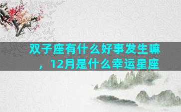 双子座有什么好事发生嘛，12月是什么幸运星座