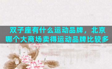 双子座有什么运动品牌，北京哪个大商场卖得运动品牌比较多