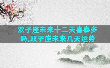 双子座未来十二天喜事多吗,双子座未来几天运势