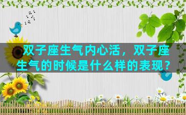 双子座生气内心活，双子座生气的时候是什么样的表现？