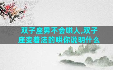双子座男不会哄人,双子座变着法的哄你说明什么