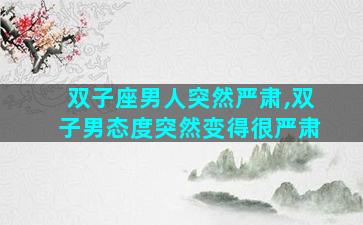双子座男人突然严肃,双子男态度突然变得很严肃