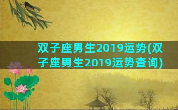 双子座男生2019运势(双子座男生2019运势查询)