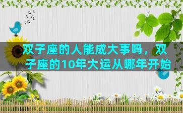 双子座的人能成大事吗，双子座的10年大运从哪年开始