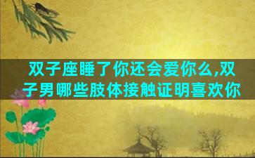 双子座睡了你还会爱你么,双子男哪些肢体接触证明喜欢你