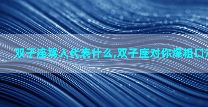 双子座骂人代表什么,双子座对你爆粗口意味着什么