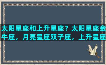 太阳星座和上升星座？太阳星座金牛座，月亮星座双子座，上升星座金牛座的女生是什么性格