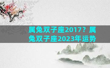 属兔双子座2017？属兔双子座2023年运势