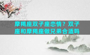 摩羯座双子座恋情？双子座和摩羯座做兄弟合适吗