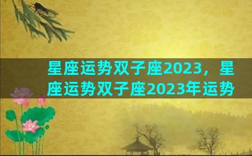 星座运势双子座2023，星座运势双子座2023年运势