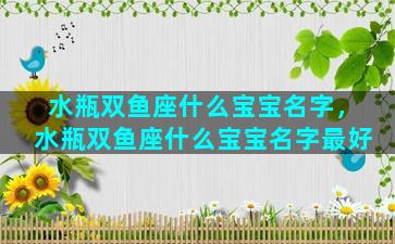 水瓶双鱼座什么宝宝名字，水瓶双鱼座什么宝宝名字最好