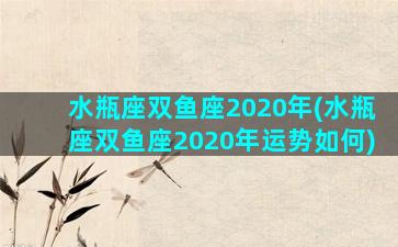 水瓶座双鱼座2020年(水瓶座双鱼座2020年运势如何)